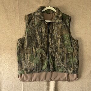 Vtg Winchester Treebark Conceal Camo Reversible Vest Mens Sz L Insulated‎